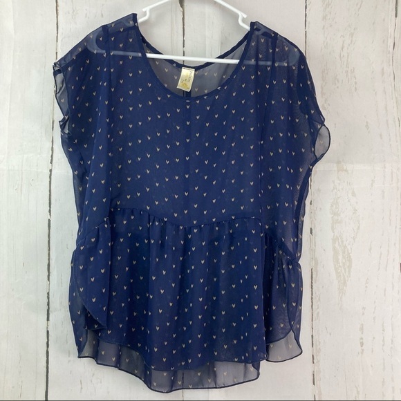 Blue & gold sheer blouse - Picture 1 of 5
